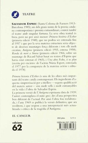 PRIMERA HISTORIA D'ESTHER ANTIGONA | 9788429710823 | Espriu, Salvador