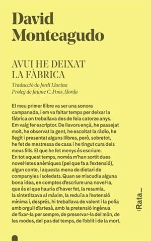 AVUI HE DEIXAT LA FÀBRICA | 9788416738274 | Monteagudo, David