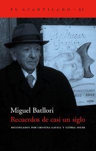 Recuerdos de casi un siglo | 9788495359636 | Batllori, Miquel