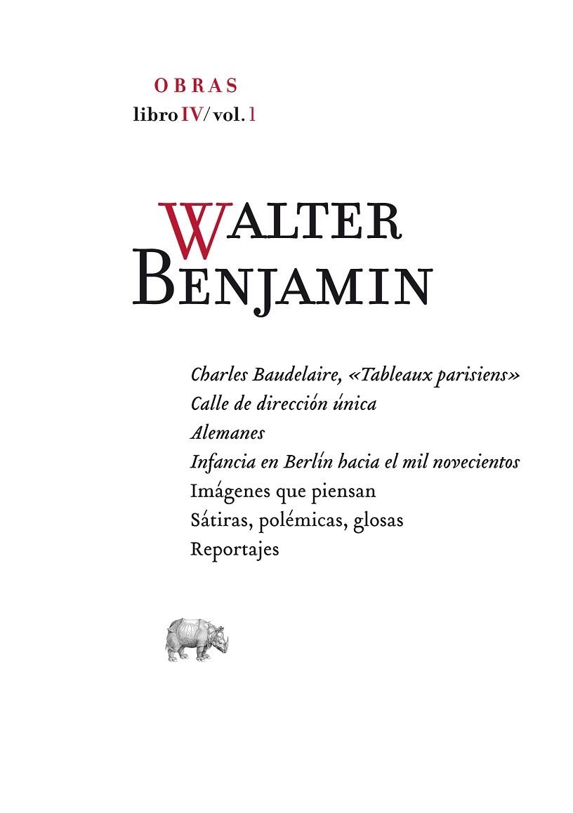 Obra completa. Libro IV-1 | 9788496775770 | Benjamin, Walter