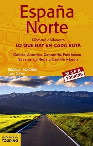 Mapa de carreteras 1:340.000 - España Norte (desplegable) | 9788491580898 | Anaya Touring