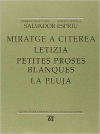 Miratge a Citerea / Letizia / Petites proses / Blanques / La pluja | 9788429743173 | Espriu, Salvador