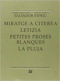 Miratge a Citerea / Letizia / Petites proses / Blanques / La pluja | 9788429743173 | Espriu, Salvador