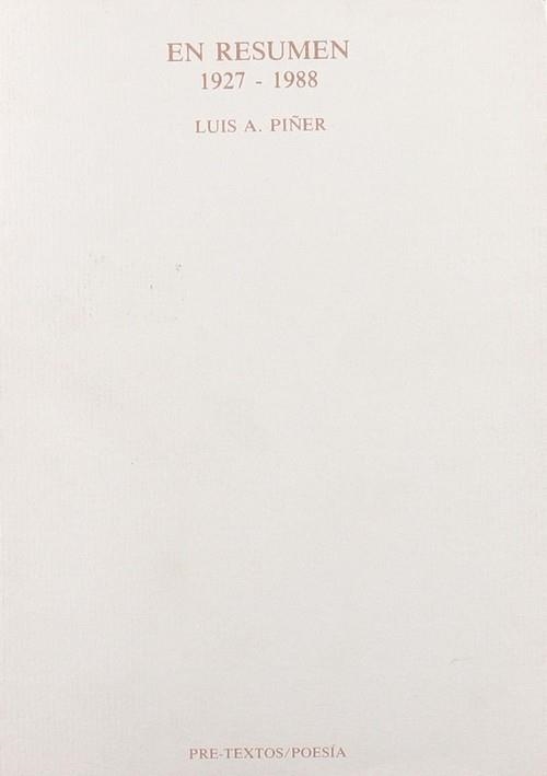  En resumen (1927-1988) | 9788487101212 | Piñer, Luis Á.
