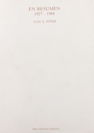  En resumen (1927-1988) | 9788487101212 | Piñer, Luis Á.