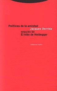 Políticas de la amistad seguido de El oído de Heidegger | 9788481642346 | JACQUES DERRIDA
