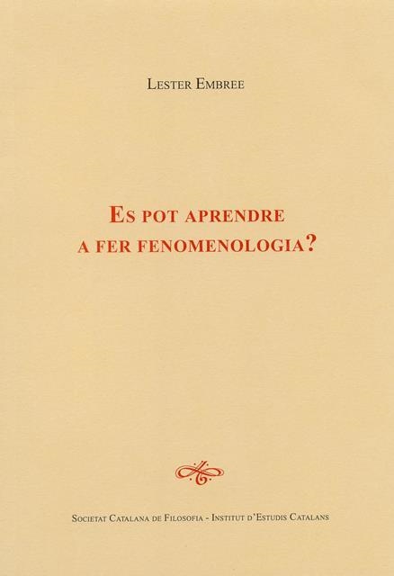 Es pot aprendre a fer fenomenologia? | 9788499652832