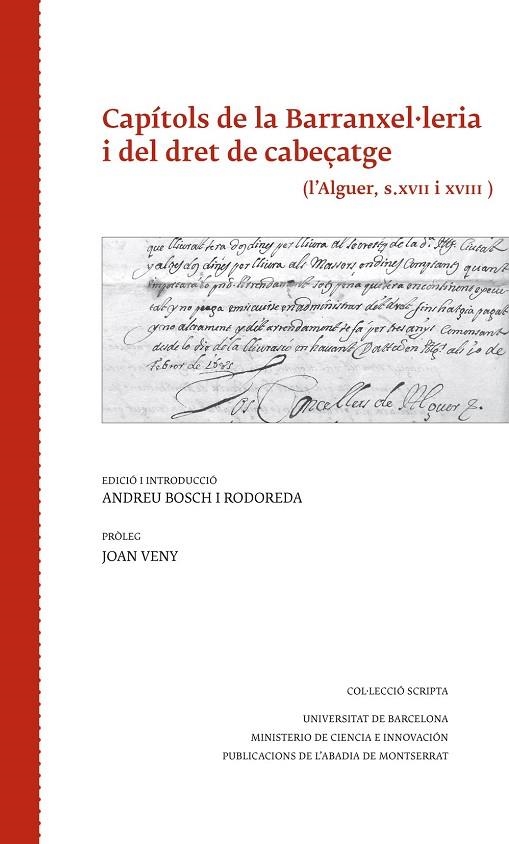 Capítols de la Barranxel·leria i del dret de cabeçatge | 9788498836301 | Varios autores