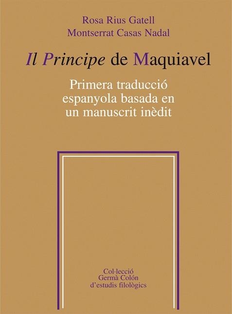 Il Principe de Maquiavel | 9788498833003 | Rius Gatell, Rosa;Casas Nadal, Montserrat