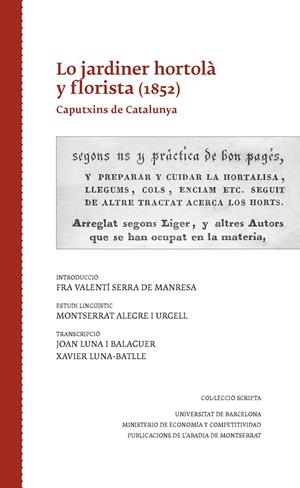 Lo jardiner hortolà y florista (1852) | 9788498838657 | Alegre i Urgell, Montserrat;Luna i Balaguer, Joan;Luna-Batlle, Xavier