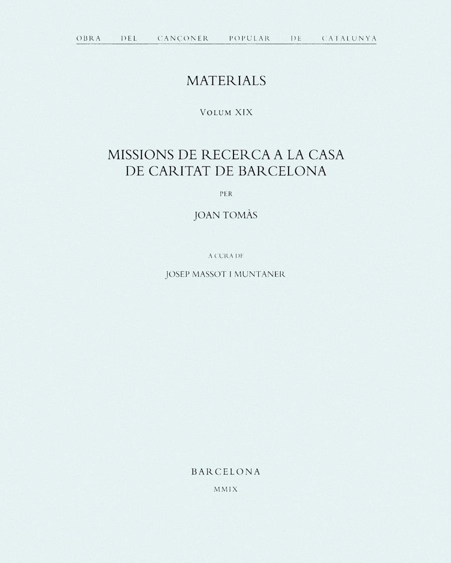 Obra del Cançoner Popular de Catalunya. Volum XIX | 9788498832020 | Massot i Muntaner, Josep
