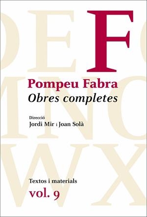 Obres Completes Pompeu Fabra, 9 | 9788475883731 | Pompeu Fabra