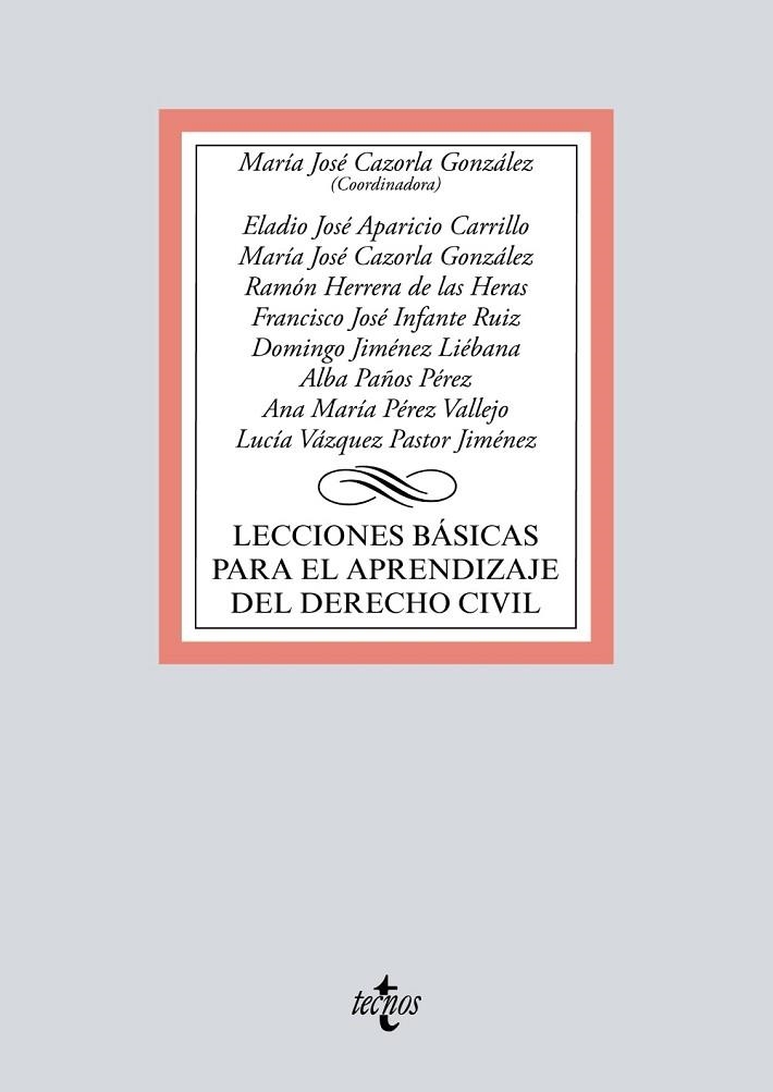 LECCIONES BÁSICAS PARA EL APRENDIZAJE DEL DERECHO CIVIL | 9788430972951 | CAZORLA GONZÁLEZ, Mª JOSÉ;APARICIO CARRILLO, ELADIO JOSÉ;HERRERA DE LAS HERAS, RAMÓN;INFANTE RUIZ, F