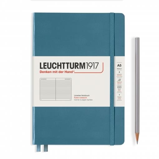 NOTEBOOK MEDIUM A5, TAPA DURA, LINEAS RISING STONE BLUE | 4004117587412