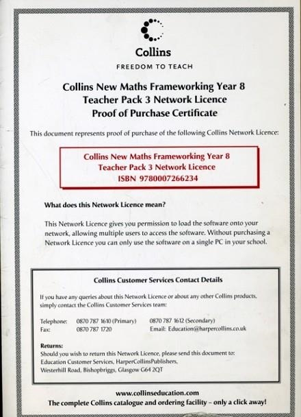 COLLINS MATHS FRAMEWORKING YEAR 8 TEACHER'S GUIDE BOOK 3 (LEVELS 6–7): NETWORK LICENCE (DOWNLOAD 2ND EDITION) *DIGITAL* | 9780007266234