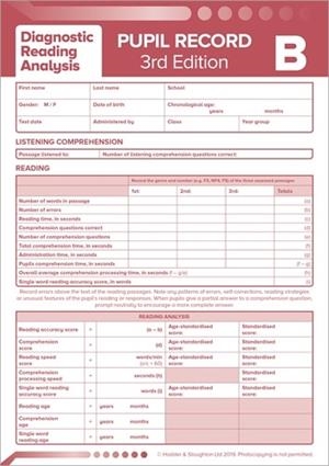 DRA PUPIL RECORD SHEET B 3ED PK10 (DIAGNOSTIC READING ANALYSIS) | 9781510462762 | MARY CRUMPLER