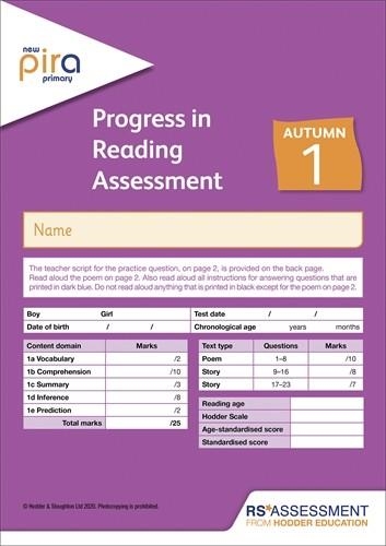 NEW PIRA TEST 1, AUTUMN PK10 (PROGRESS IN READING ASSESSMENT) | 9781398307483