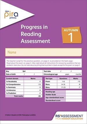 NEW PIRA TEST 1, AUTUMN PK10 (PROGRESS IN READING ASSESSMENT) | 9781398307483