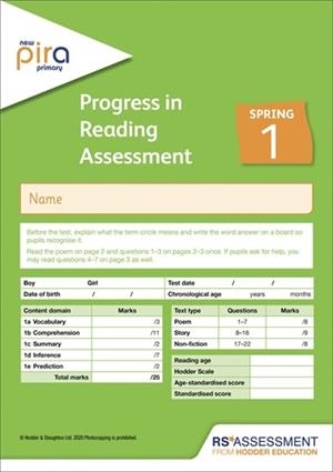 NEW PIRA TEST 1, SPRING PK10 (PROGRESS IN READING ASSESSMENT) | 9781510475113