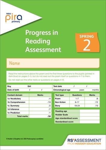NEW PIRA TEST 2, SPRING PK10 (PROGRESS IN READING ASSESSMENT) | 9781510475182