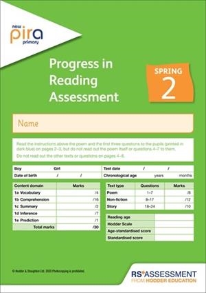 NEW PIRA TEST 2, SPRING PK10 (PROGRESS IN READING ASSESSMENT) | 9781510475182