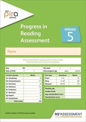 NEW PIRA TEST 5, SPRING PK10 (PROGRESS IN READING ASSESSMENT) | 9781510475687