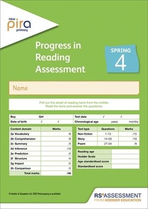 NEW PIRA TEST 4, SPRING PK10 (PROGRESS IN READING ASSESSMENT) | 9781510475625