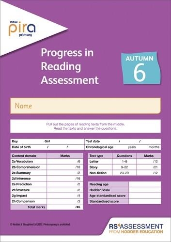 NEW PIRA TEST 6, AUTUMN PK10 (PROGRESS IN READING ASSESSMENT) | 9781398307940