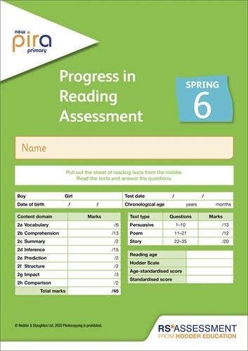 NEW PIRA TEST 6, SPRING PK10 (PROGRESS IN READING ASSESSMENT) | 9781510475779