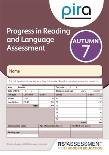 PIRA TEST 7, AUTUMN PK 10 (PROGRESS IN READING AND LANGUAGE ASSESSMENT) | 9781510419773
