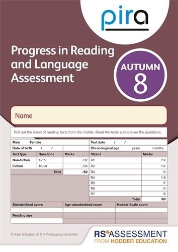 PIRA TEST 8, AUTUMN PK 10 (PROGRESS IN READING AND LANGUAGE ASSESSMENT) | 9781510419803