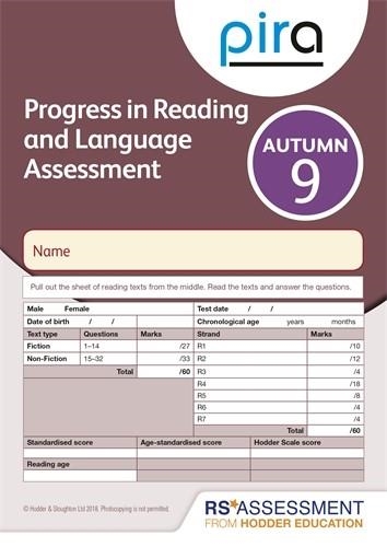PIRA TEST 9, AUTUMN PK 10 (PROGRESS IN READING AND LANGUAGE ASSESSMENT) | 9781510419834
