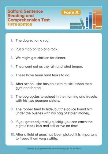 SSRCT READING CARDS A, B AND C (FIFTH EDITION) (SALFORD SENTENCE READING AND COMPREHENSION TEST) | 9781398321823