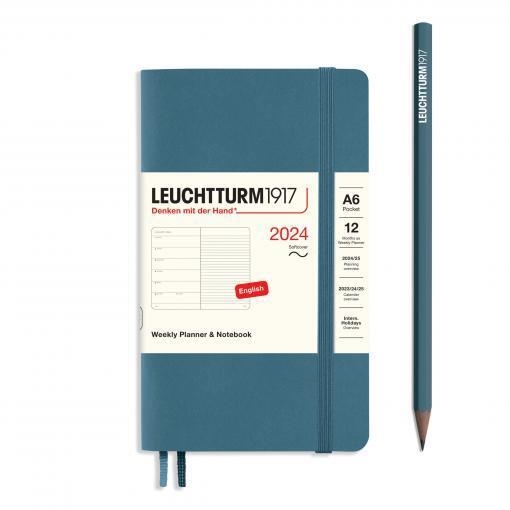 AGENDA S/V+NOTAS 2024 T.B A6 POCKET STONE BLUE | 4004117630163