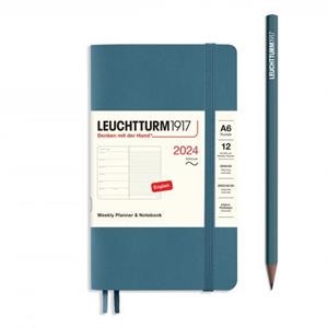 AGENDA S/V+NOTAS 2024 T.B A6 POCKET STONE BLUE | 4004117630163