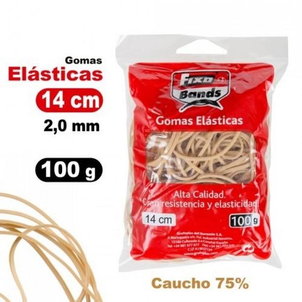 BOLSA 100G GOMAS ELASTICAS Nº14 2MMX14CM FIXO | 8413623006472