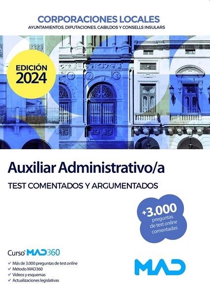 AUXILIAR ADMINISTRATIVO/A CORPORACION LOCAL TEST COMENTADOS | 9788414274835