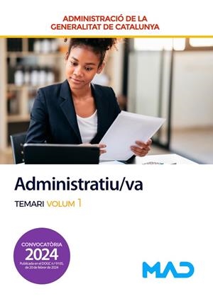 ADMINISTRATIU/VA DE LA GENERALITAT DE CATALUNYA. TEMARI VOLUM 1 | 9788414280805 | ROJO FRANCO, ENCARNA