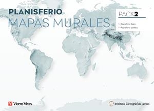 PACK 2 MAPAS MURALES PLANISFERIO FÍSICA + POLÍTICA | 8429962032737
