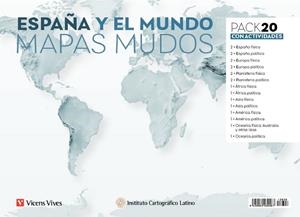 PACK 20 MAPAS MUDOS ESPAÑA Y EL MUNDO CON ACTIVIDADES | 8429962030467