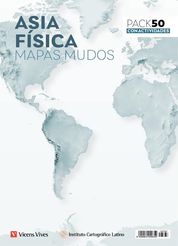 PACK 50 MAPAS MUDOS ASIA FÍSICA CON ACTIVIDADES | 8429962029652
