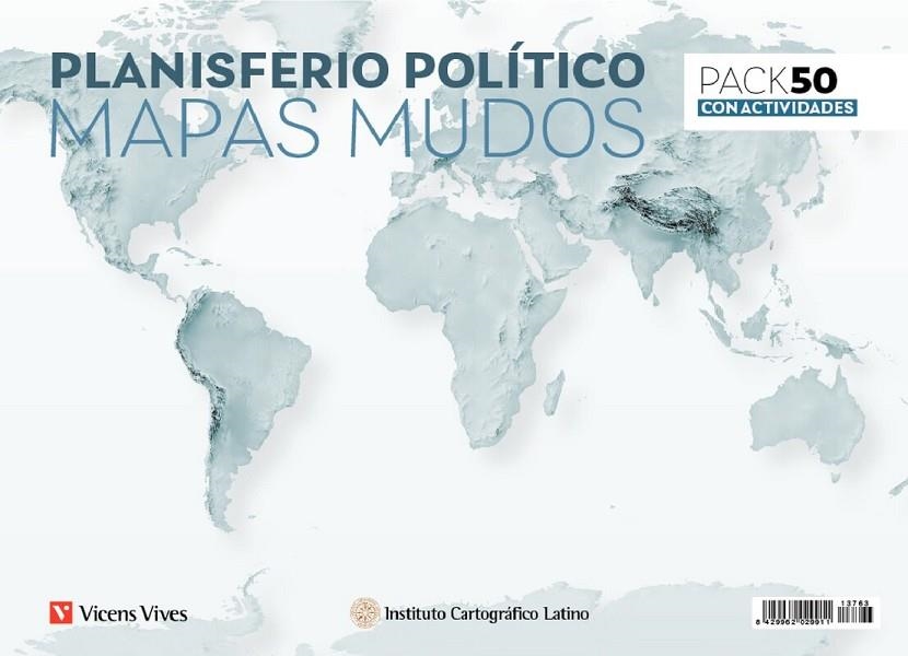 PACK 50 MAPAS MUDOS PLANISFERIO POLÍTICO CON ACTIVIDADES | 8429962029911