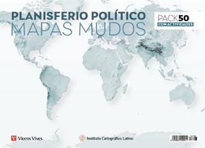 PACK 50 MAPAS MUDOS PLANISFERIO POLÍTICO CON ACTIVIDADES | 8429962029911