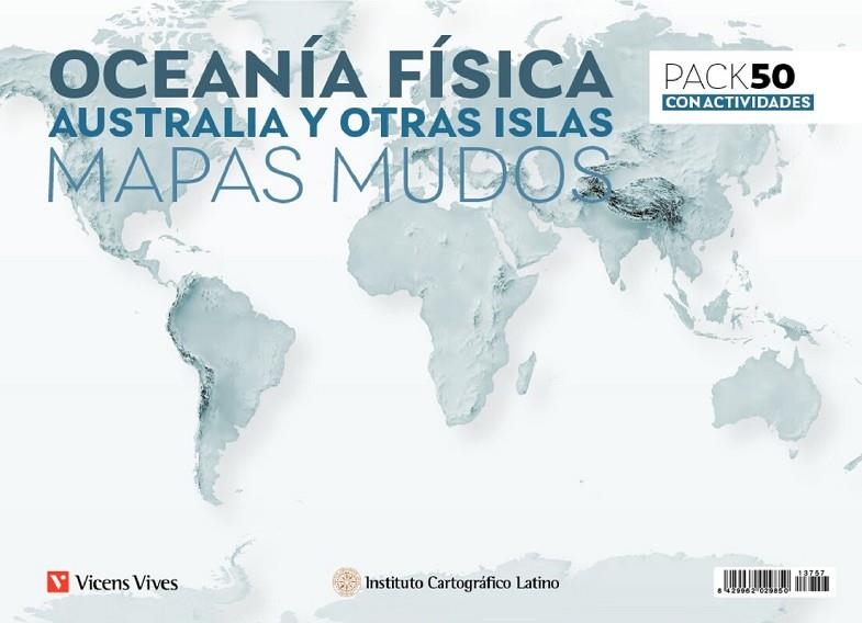 PACK 50 MAPAS MUDOS OCEANÍA FÍSICA CON ACTIVIDADES | 8429962029850
