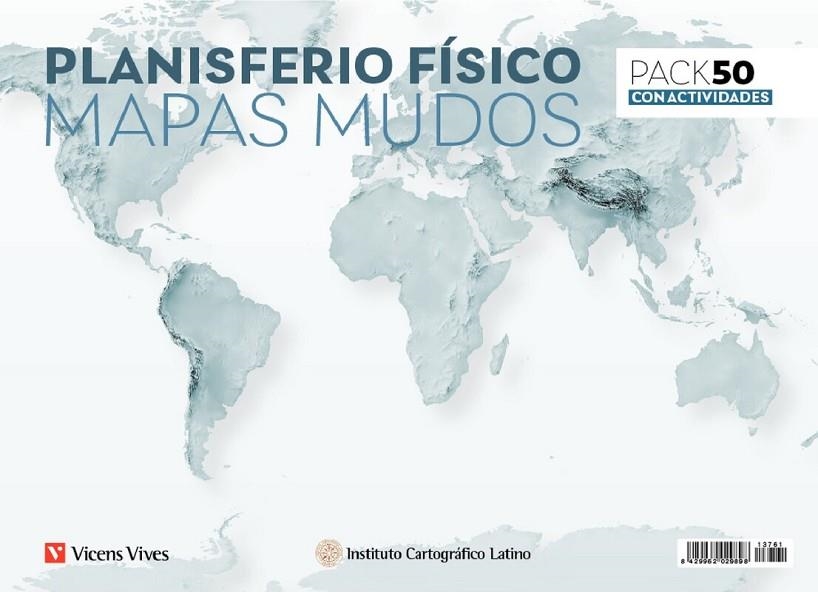 PACK 50 MAPAS MUDOS PLANISFERIO FÍSICO CON ACTIVIDADES | 8429962029898