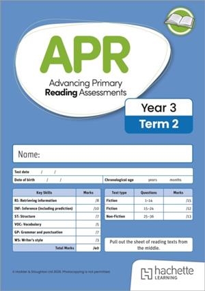 ADVANCING PRIMARY READING ASSESSMENTS, YEAR 3 TERM 2, 10PK | 9781036013783 | SIOBHAN SKEFFINGTON