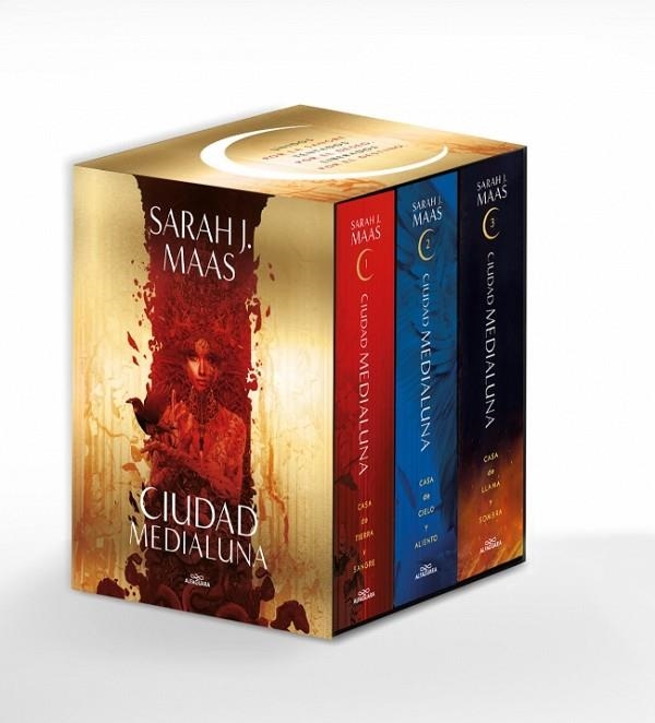 ESTUCHE CIUDAD MEDIALUNA (CONTIENE: CASA DE TIERRA Y SANGRE | CASA DE CIELO Y ALIENTO | CASA DE LLAMA Y SOMBRA) | 9788410190979 | SARAH J. MAAS