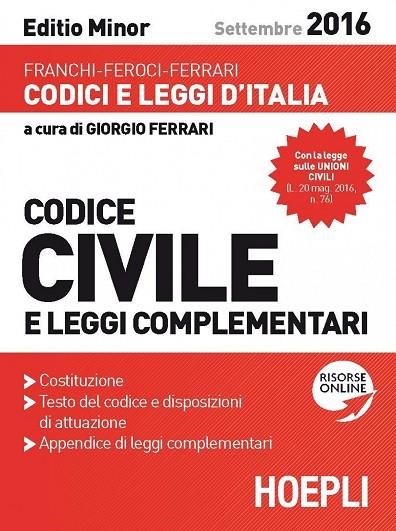 CODICE CIVILE E LEGGI COMPLEMENTARI 2016. EDITIO MINOR | 9788820371869 | VV.AA.