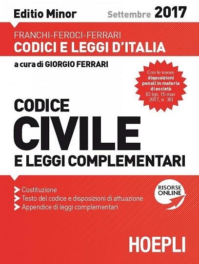 CODICE CIVILE E LEGGI COMPLEMENTARI 2017. EDITIO MINOR | 9788820377335 | VV.AA.