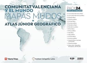 PACK 24 MAPAS MUDOS COMUNITAT VALENCIANA Y EL MUNDO CON ACTIVIDADES Y ATLAS JÚNIOR. | 8429962031730